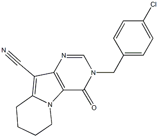 3-(4-Chlorobenzyl)-7-cyano-5,6-tetramethylene-3,4-dihydropyrrolo[3,2-d]pyrimidin-4-one 구조식 이미지