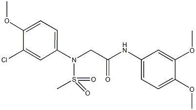 2-[3-chloro-4-methoxy(methylsulfonyl)anilino]-N-(3,4-dimethoxyphenyl)acetamide 구조식 이미지