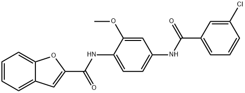 N-{4-[(3-chlorobenzoyl)amino]-2-methoxyphenyl}-1-benzofuran-2-carboxamide Structure