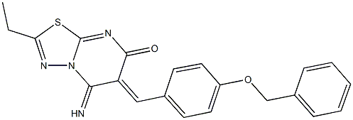 6-[4-(benzyloxy)benzylidene]-2-ethyl-5-imino-5,6-dihydro-7H-[1,3,4]thiadiazolo[3,2-a]pyrimidin-7-one Structure