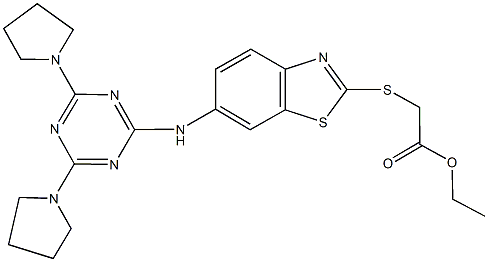 ethyl [(6-{[4,6-di(1-pyrrolidinyl)-1,3,5-triazin-2-yl]amino}-1,3-benzothiazol-2-yl)sulfanyl]acetate Structure