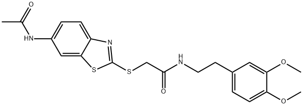 2-{[6-(acetylamino)-1,3-benzothiazol-2-yl]sulfanyl}-N-[2-(3,4-dimethoxyphenyl)ethyl]acetamide 구조식 이미지