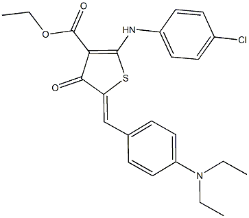 ethyl 2-(4-chloroanilino)-5-[4-(diethylamino)benzylidene]-4-oxo-4,5-dihydro-3-thiophenecarboxylate 구조식 이미지