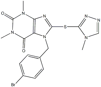 7-(4-bromobenzyl)-1,3-dimethyl-8-[(4-methyl-4H-1,2,4-triazol-3-yl)sulfanyl]-3,7-dihydro-1H-purine-2,6-dione Structure