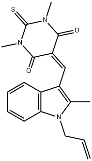 5-[(1-allyl-2-methyl-1H-indol-3-yl)methylene]-1,3-dimethyl-2-thioxodihydro-4,6(1H,5H)-pyrimidinedione 구조식 이미지