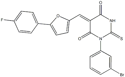 1-(3-bromophenyl)-5-{[5-(4-fluorophenyl)-2-furyl]methylene}-2-thioxodihydro-4,6(1H,5H)-pyrimidinedione Structure