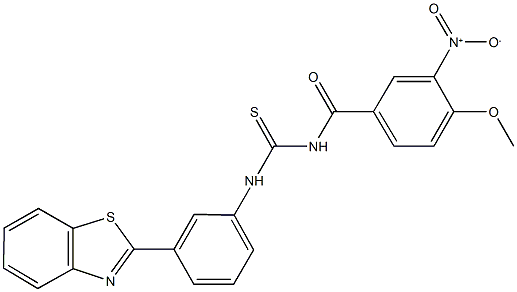 N-[3-(1,3-benzothiazol-2-yl)phenyl]-N'-{3-nitro-4-methoxybenzoyl}thiourea Structure