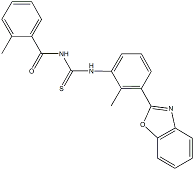 N-[3-(1,3-benzoxazol-2-yl)-2-methylphenyl]-N'-(2-methylbenzoyl)thiourea Structure