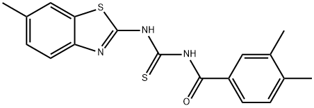 N-(3,4-dimethylbenzoyl)-N'-(6-methyl-1,3-benzothiazol-2-yl)thiourea 구조식 이미지