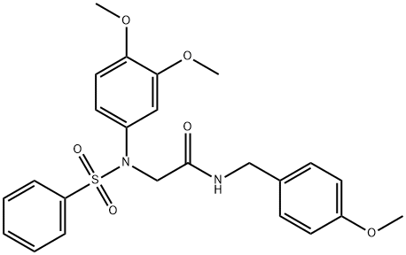 2-[3,4-dimethoxy(phenylsulfonyl)anilino]-N-(4-methoxybenzyl)acetamide 구조식 이미지