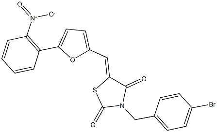 3-(4-bromobenzyl)-5-[(5-{2-nitrophenyl}-2-furyl)methylene]-1,3-thiazolidine-2,4-dione 구조식 이미지