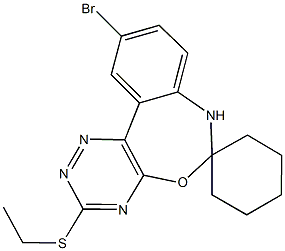 10-bromo-3-(ethylthio)-6,7-dihydrospiro([1,2,4]triazino[5,6-d][3,1]benzoxazepine-6,1'-cyclohexane) 구조식 이미지