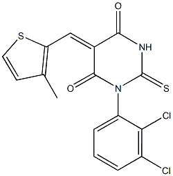 1-(2,3-dichlorophenyl)-5-[(3-methyl-2-thienyl)methylene]-2-thioxodihydro-4,6(1H,5H)-pyrimidinedione Structure