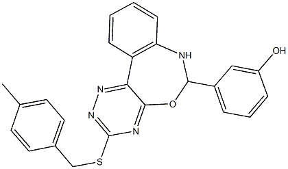 3-{3-[(4-methylbenzyl)sulfanyl]-6,7-dihydro[1,2,4]triazino[5,6-d][3,1]benzoxazepin-6-yl}phenol Structure