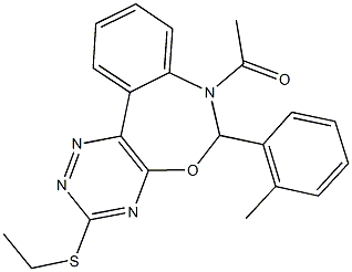 7-acetyl-3-(ethylsulfanyl)-6-(2-methylphenyl)-6,7-dihydro[1,2,4]triazino[5,6-d][3,1]benzoxazepine 구조식 이미지