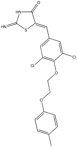 5-{3,5-dichloro-4-[2-(4-methylphenoxy)ethoxy]benzylidene}-2-imino-1,3-thiazolidin-4-one Structure