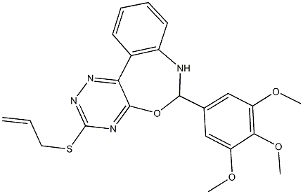 3-(allylthio)-6-(3,4,5-trimethoxyphenyl)-6,7-dihydro[1,2,4]triazino[5,6-d][3,1]benzoxazepine Structure