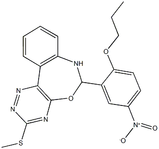 6-{5-nitro-2-propoxyphenyl}-3-(methylthio)-6,7-dihydro[1,2,4]triazino[5,6-d][3,1]benzoxazepine 구조식 이미지