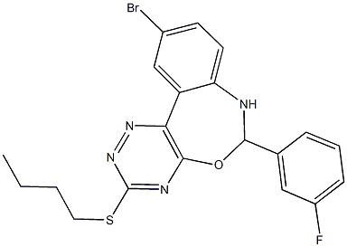 10-bromo-3-(butylsulfanyl)-6-(3-fluorophenyl)-6,7-dihydro[1,2,4]triazino[5,6-d][3,1]benzoxazepine 구조식 이미지