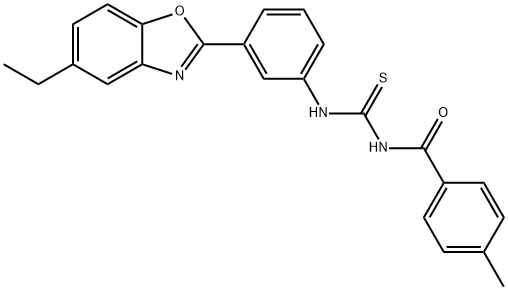 N-[3-(5-ethyl-1,3-benzoxazol-2-yl)phenyl]-N'-(4-methylbenzoyl)thiourea 구조식 이미지