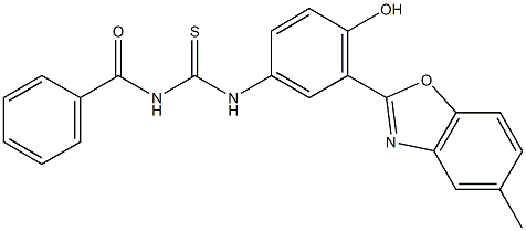 N-benzoyl-N'-[4-hydroxy-3-(5-methyl-1,3-benzoxazol-2-yl)phenyl]thiourea 구조식 이미지