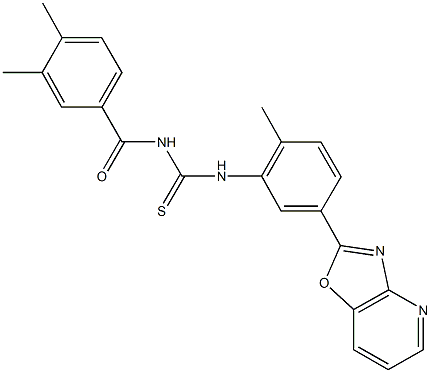 N-(3,4-dimethylbenzoyl)-N'-(2-methyl-5-[1,3]oxazolo[4,5-b]pyridin-2-ylphenyl)thiourea 구조식 이미지