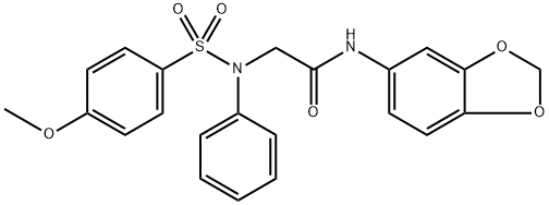 N-(1,3-benzodioxol-5-yl)-2-{[(4-methoxyphenyl)sulfonyl]anilino}acetamide Structure