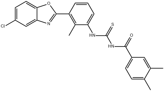 N-[3-(5-chloro-1,3-benzoxazol-2-yl)-2-methylphenyl]-N'-(3,4-dimethylbenzoyl)thiourea 구조식 이미지