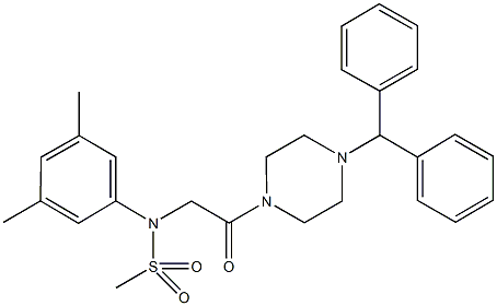 N-[2-(4-benzhydrylpiperazin-1-yl)-2-oxoethyl]-N-(3,5-dimethylphenyl)methanesulfonamide 구조식 이미지