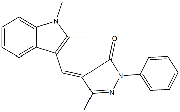 4-[(1,2-dimethyl-1H-indol-3-yl)methylene]-5-methyl-2-phenyl-2,4-dihydro-3H-pyrazol-3-one 구조식 이미지