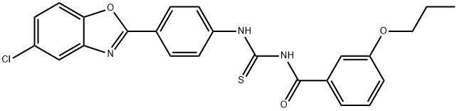 N-[4-(5-chloro-1,3-benzoxazol-2-yl)phenyl]-N'-(3-propoxybenzoyl)thiourea 구조식 이미지