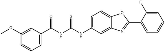 N-[2-(2-fluorophenyl)-1,3-benzoxazol-5-yl]-N'-(3-methoxybenzoyl)thiourea 구조식 이미지