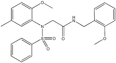 N-(2-methoxybenzyl)-2-[2-methoxy-5-methyl(phenylsulfonyl)anilino]acetamide Structure