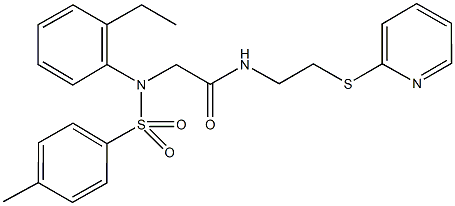 2-{2-ethyl[(4-methylphenyl)sulfonyl]anilino}-N-[2-(2-pyridinylsulfanyl)ethyl]acetamide 구조식 이미지