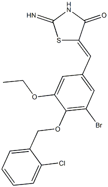 5-{3-bromo-4-[(2-chlorobenzyl)oxy]-5-ethoxybenzylidene}-2-imino-1,3-thiazolidin-4-one 구조식 이미지