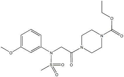 ethyl 4-{[3-methoxy(methylsulfonyl)anilino]acetyl}-1-piperazinecarboxylate Structure