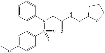 2-{[(4-methoxyphenyl)sulfonyl]anilino}-N-(tetrahydro-2-furanylmethyl)acetamide Structure