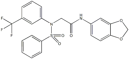 N-(1,3-benzodioxol-5-yl)-2-[(phenylsulfonyl)-3-(trifluoromethyl)anilino]acetamide Structure