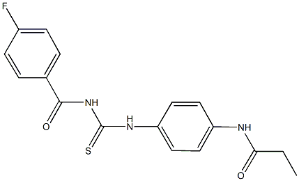N-[4-({[(4-fluorobenzoyl)amino]carbothioyl}amino)phenyl]propanamide 구조식 이미지