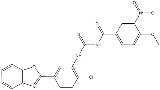 N-[5-(1,3-benzoxazol-2-yl)-2-chlorophenyl]-N'-{3-nitro-4-methoxybenzoyl}thiourea Structure