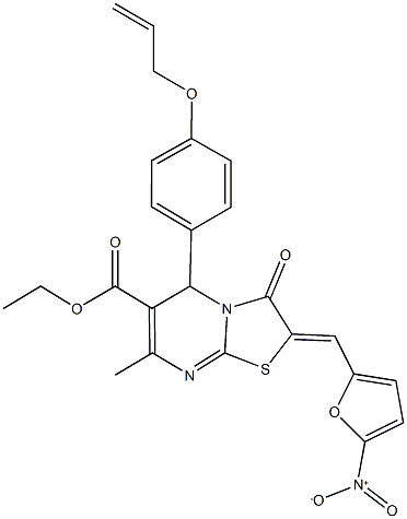 ethyl 5-[4-(allyloxy)phenyl]-2-({5-nitro-2-furyl}methylene)-7-methyl-3-oxo-2,3-dihydro-5H-[1,3]thiazolo[3,2-a]pyrimidine-6-carboxylate 구조식 이미지