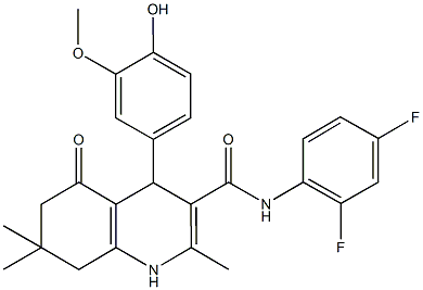 N-(2,4-difluorophenyl)-4-(4-hydroxy-3-methoxyphenyl)-2,7,7-trimethyl-5-oxo-1,4,5,6,7,8-hexahydro-3-quinolinecarboxamide Structure