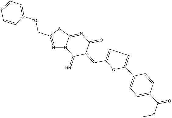 methyl 4-{5-[(5-imino-7-oxo-2-(phenoxymethyl)-5H-[1,3,4]thiadiazolo[3,2-a]pyrimidin-6(7H)-ylidene)methyl]-2-furyl}benzoate 구조식 이미지