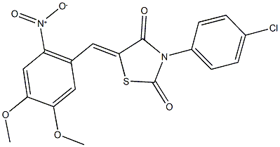 3-(4-chlorophenyl)-5-{2-nitro-4,5-dimethoxybenzylidene}-1,3-thiazolidine-2,4-dione 구조식 이미지