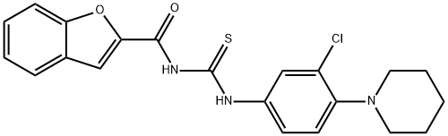 N-(1-benzofuran-2-ylcarbonyl)-N'-[3-chloro-4-(1-piperidinyl)phenyl]thiourea Structure