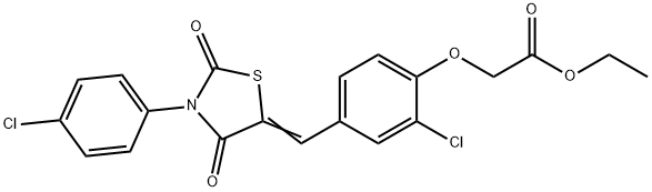 ethyl (2-chloro-4-{[3-(4-chlorophenyl)-2,4-dioxo-1,3-thiazolidin-5-ylidene]methyl}phenoxy)acetate 구조식 이미지