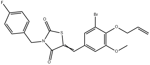 5-[4-(allyloxy)-3-bromo-5-methoxybenzylidene]-3-(4-fluorobenzyl)-1,3-thiazolidine-2,4-dione 구조식 이미지