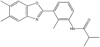 N-[3-(5,6-dimethyl-1,3-benzoxazol-2-yl)-2-methylphenyl]-2-methylpropanamide 구조식 이미지