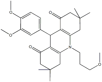 9-(3,4-dimethoxyphenyl)-10-(3-methoxypropyl)-3,3,6,6-tetramethyl-3,4,6,7,9,10-hexahydro-1,8(2H,5H)-acridinedione 구조식 이미지