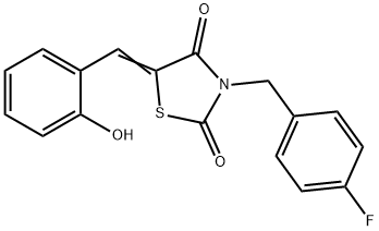 3-(4-fluorobenzyl)-5-(2-hydroxybenzylidene)-1,3-thiazolidine-2,4-dione 구조식 이미지